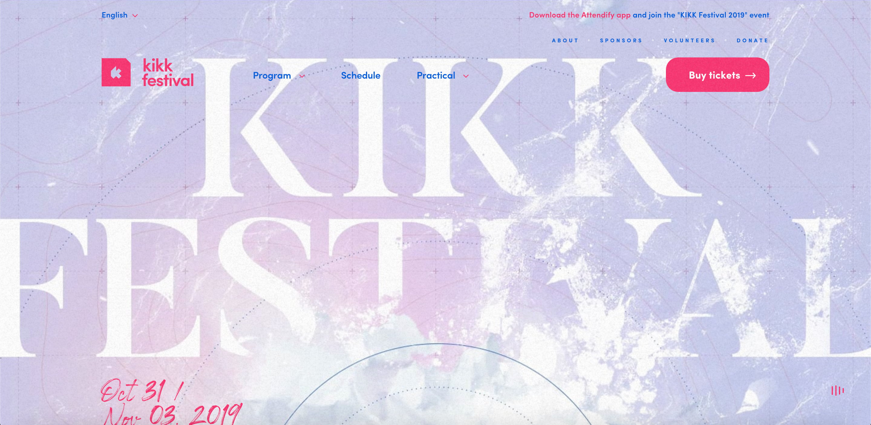 Capture d'écran du site du festival KIKK