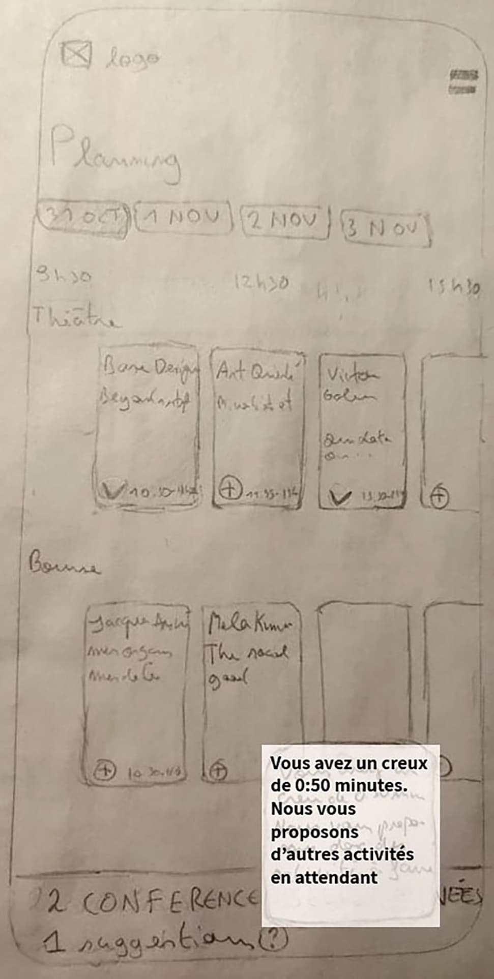 Un autre prototype papier avec un planning